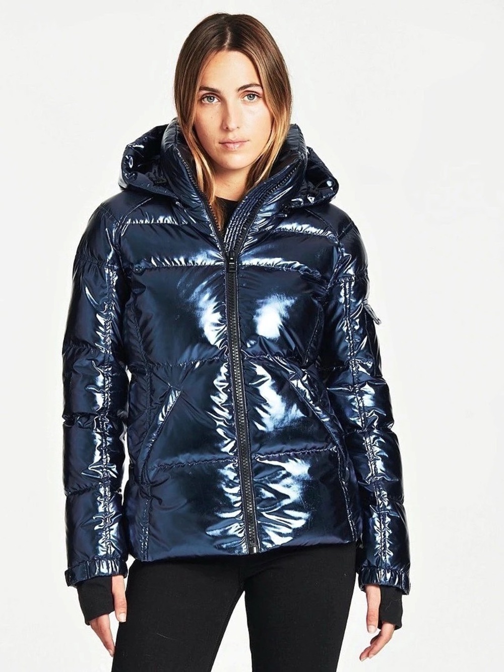 S13 Shiny Puffer Jacket in Blue Size XL Like New